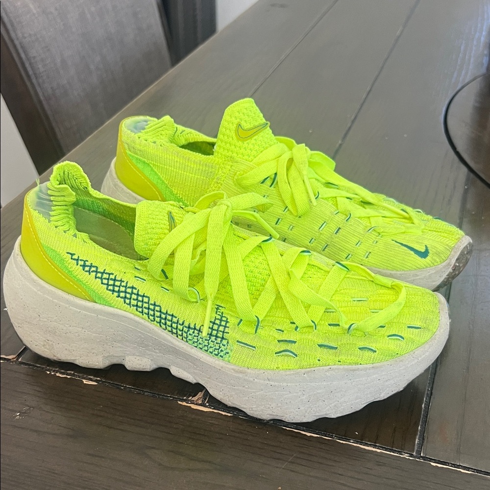 Nike Volt Yellow Lace-Up Flyknit Sneakers